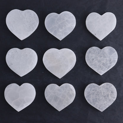 One Selenite (Satin Spar) Heart Flat 6 cm - 7 cm - Expert Wholesale and Supplier of Wholesale Crystals & Bulk Gemstones, ["close_30","Hearts","Morocco","Selenite"]
