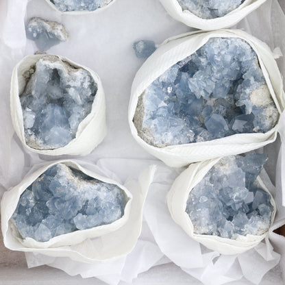 Celestite Clusters Set of 6