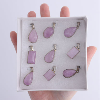 Kunzite Pendants Pendants Set of 9 - Expert Wholesale and Supplier of Wholesale Crystals & Bulk Gemstones, ["close_50","India","Kunzite","Pendant","Pendants","sterling silver"]