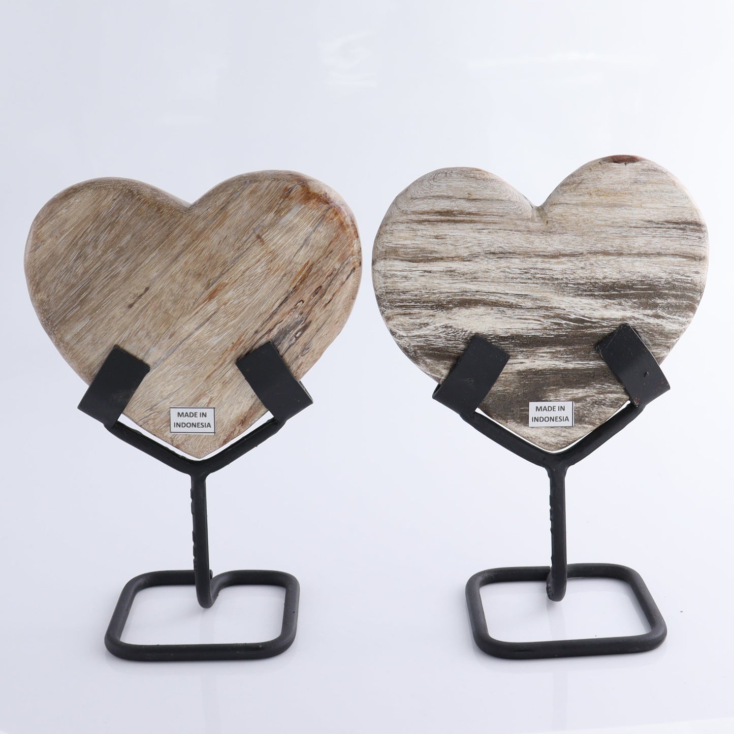 Petrified Wood Hearts with Stands Set of 4 - Expert Wholesale and Supplier of Wholesale Crystals & Bulk Gemstones, ["Hearts","Indonesia","Petrified Wood"]