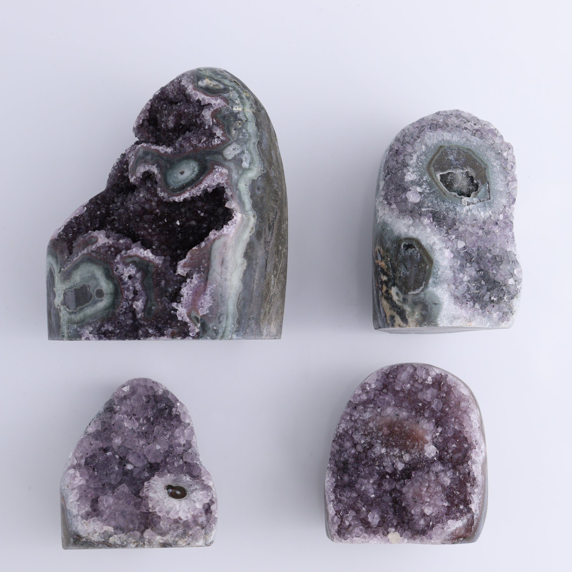 Uruguay Amethyst Set of 4 - Expert Wholesale and Supplier of Wholesale Crystals & Bulk Gemstones, ["Amethyst","Freeforms","Uruguay"]