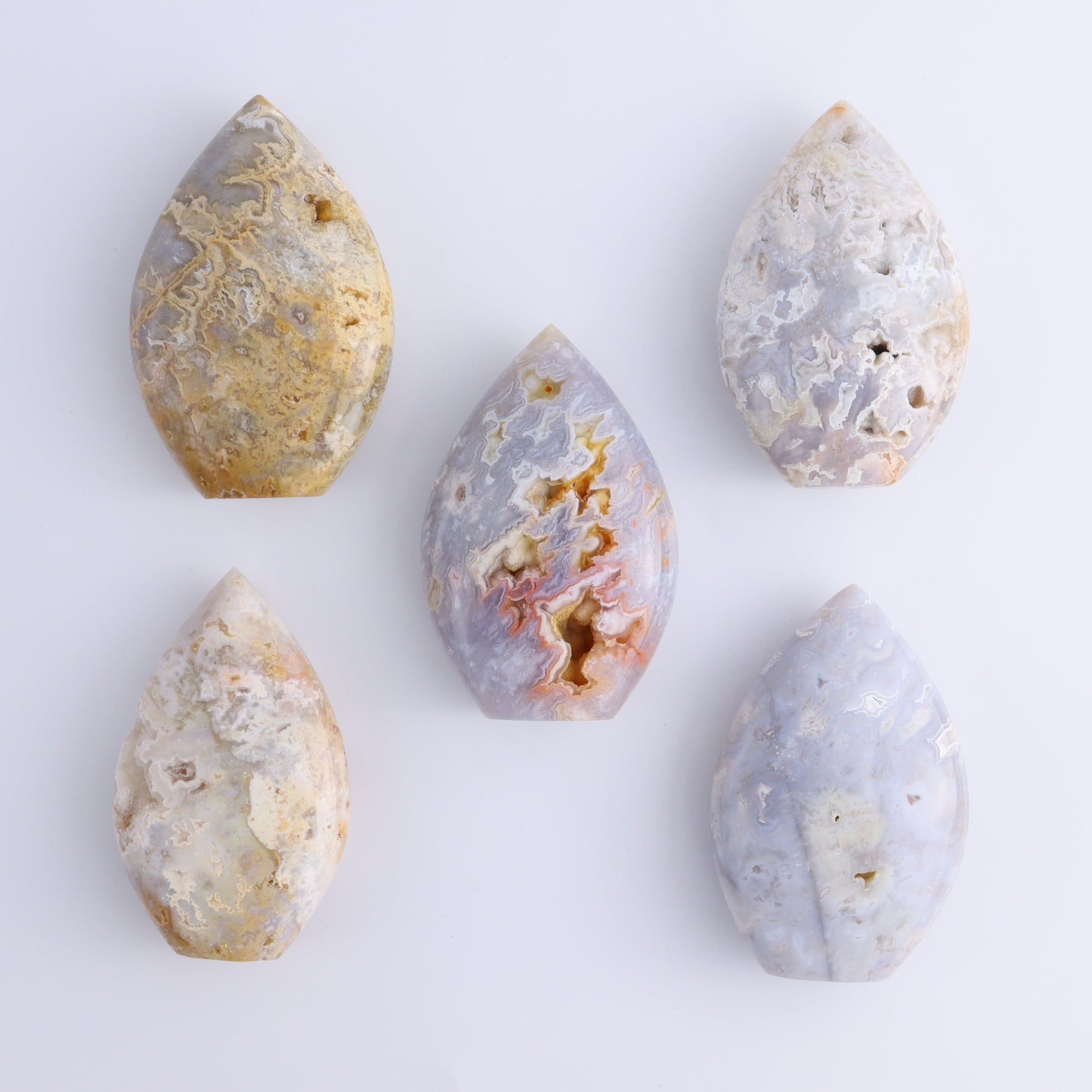 Agate Flames, Clouds, Spheres and a Heart Set of 12 - Expert Wholesale and Supplier of Wholesale Crystals & Bulk Gemstones, ["Agate","Clouds","flames","Hearts","Spheres"]