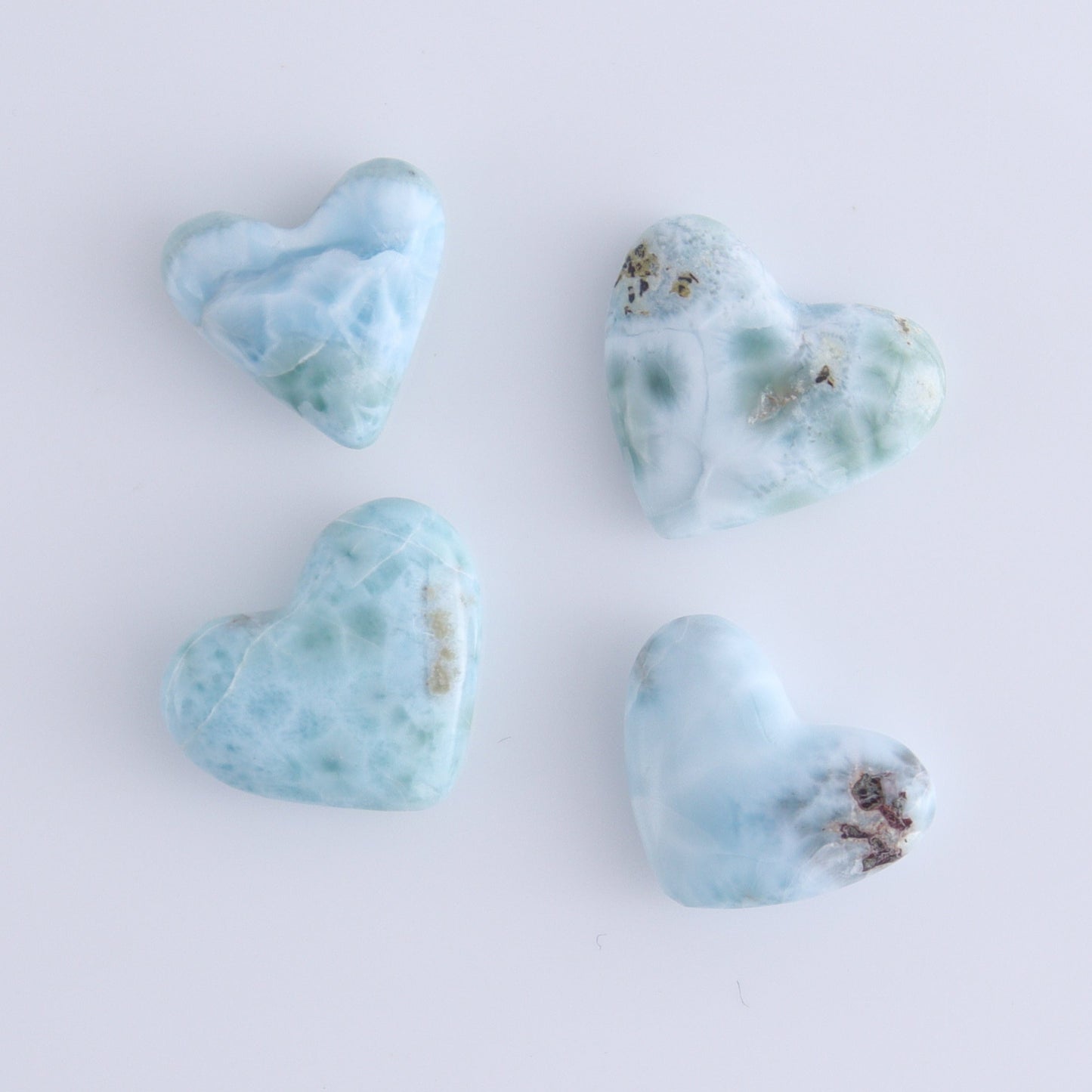 Larmiar Hearts Set of 7 - Expert Wholesale and Supplier of Wholesale Crystals & Bulk Gemstones, ["Freeforms","Larimar","moons"]