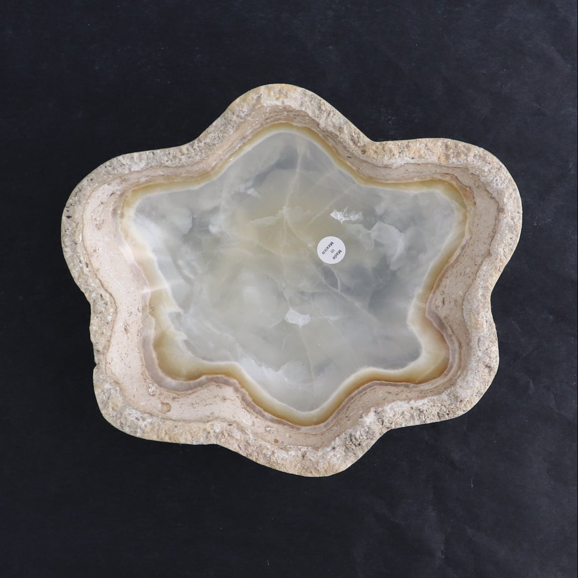 One Bowl Mexican Onyx/Calcite White with Stone Edge