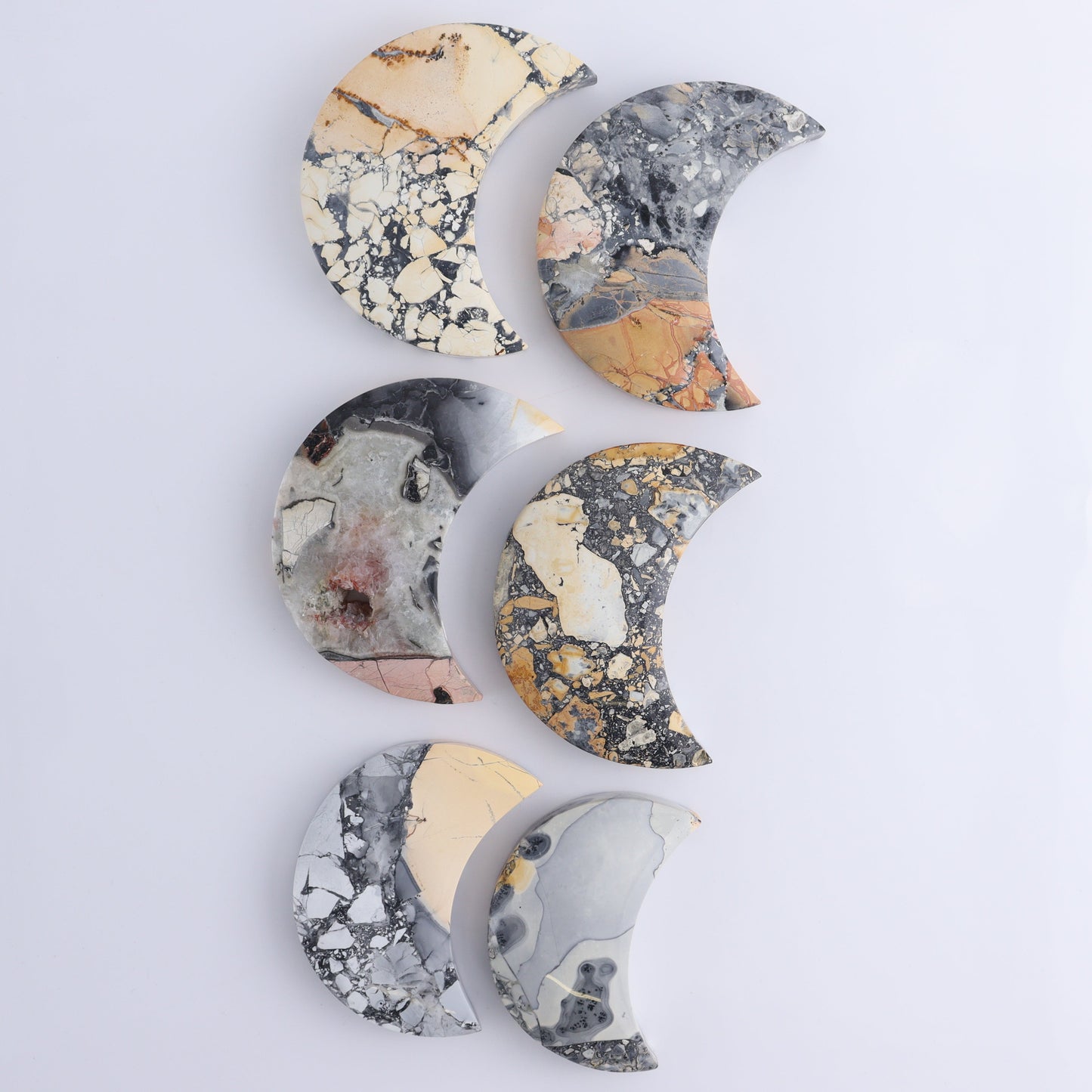 Maligano Jasper Moons Set of 6 - Expert Wholesale and Supplier of Wholesale Crystals & Bulk Gemstones, ["Indonesia","Maligno Jasper","moons"]