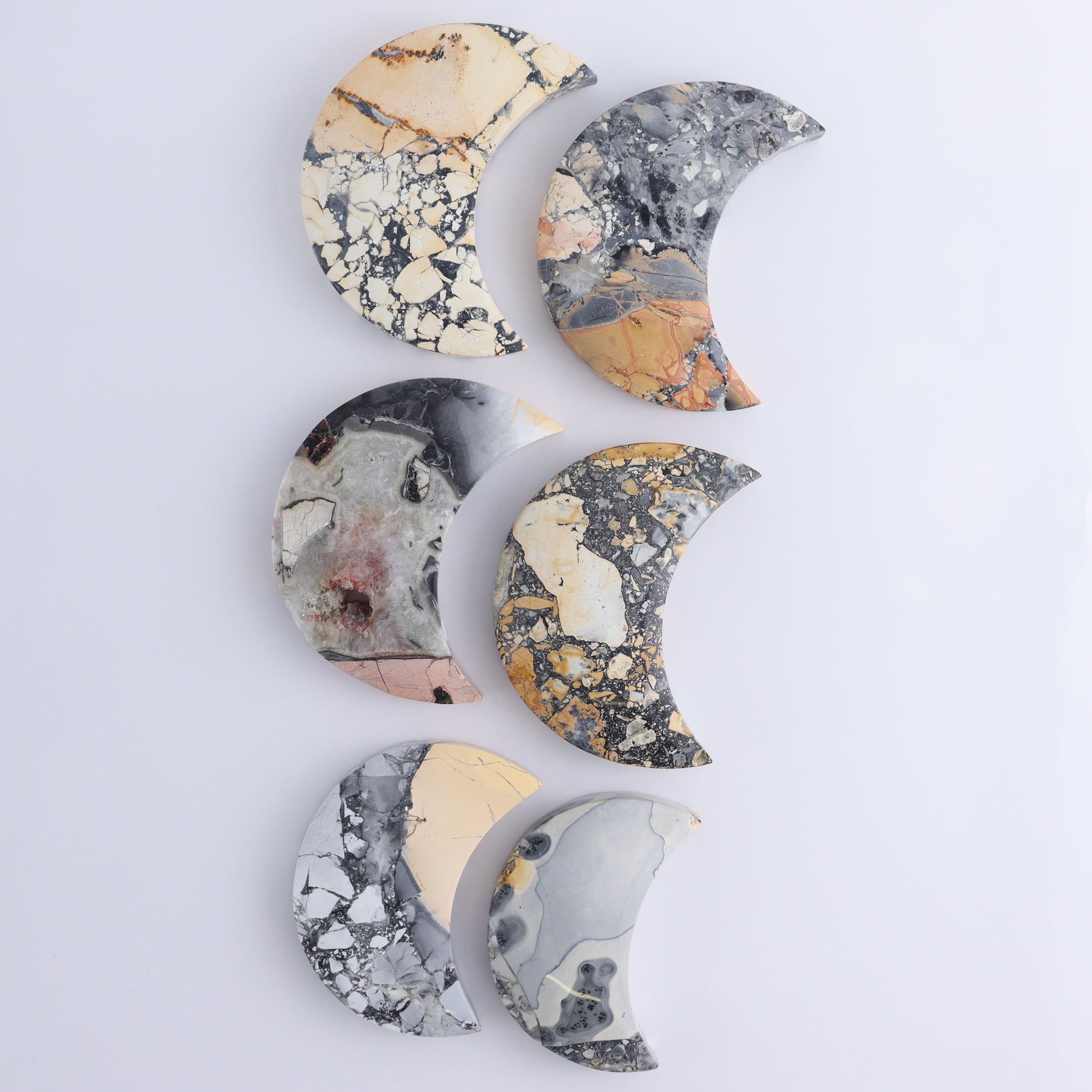 Maligano Jasper Moons Set of 6 - Expert Wholesale and Supplier of Wholesale Crystals & Bulk Gemstones, ["Indonesia","Maligno Jasper","moons"]