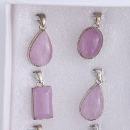 Kunzite Pendants Pendants Set of 9 - Expert Wholesale and Supplier of Wholesale Crystals & Bulk Gemstones, ["close_50","India","Kunzite","Pendant","Pendants","sterling silver"]