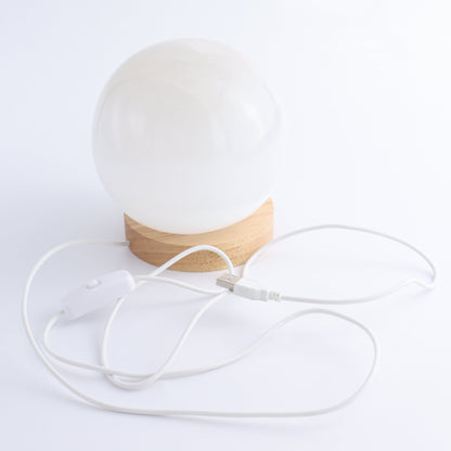 One Selenite (Satin Spar) Sphere Lamp with Light - Expert Wholesale and Supplier of Wholesale Crystals & Bulk Gemstones, ["Lamps","Morocco","selenite","Spheres"]