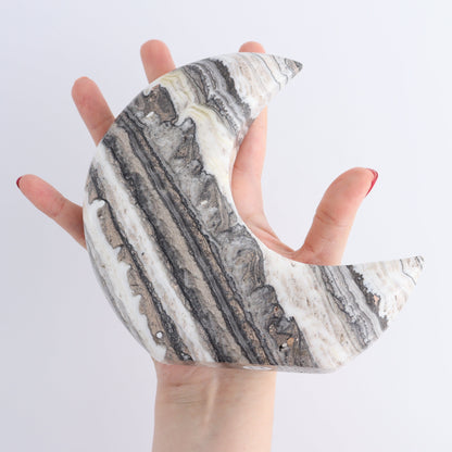 One Standing Moon Mexican Onyx/Calcite Zebra Black - Expert Wholesale and Supplier of Wholesale Crystals & Bulk Gemstones, ["Calcite","Catalog Onyx","Mexico","moons","onyx"]
