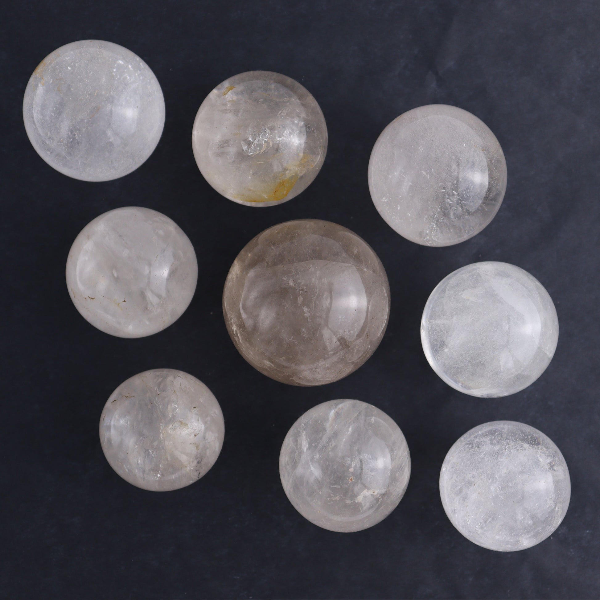 Clear Quartz Spheres Set of 9 - Expert Wholesale and Supplier of Wholesale Crystals & Bulk Gemstones, ["Clear Quartz","Quartz","Spheres"]