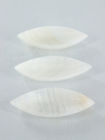 White Onyx Leaf Dishes Set of 10