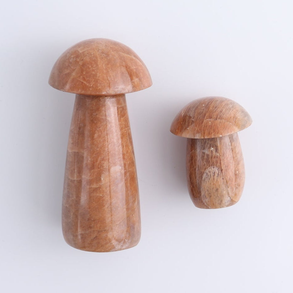 Peach Moonstone Mushrooms Set of 6