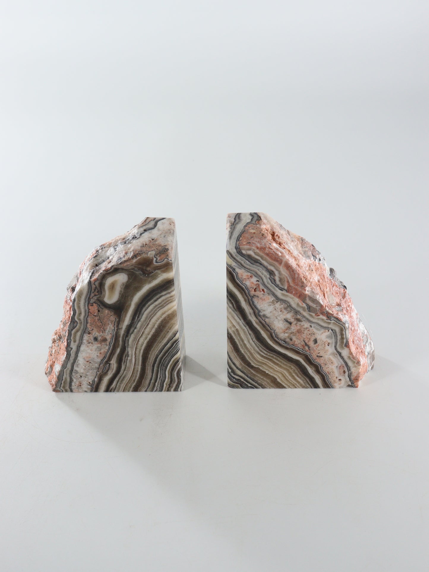 Dark Zebra with Pink Onyx Bookends