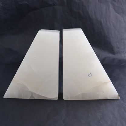 One Pair of Mexican Onyx/Calcite White Polished Bookends - Expert Wholesale and Supplier of Wholesale Crystals & Bulk Gemstones, ["Bookends","Calcite","Catalog Onyx","Mexico","onyx"]