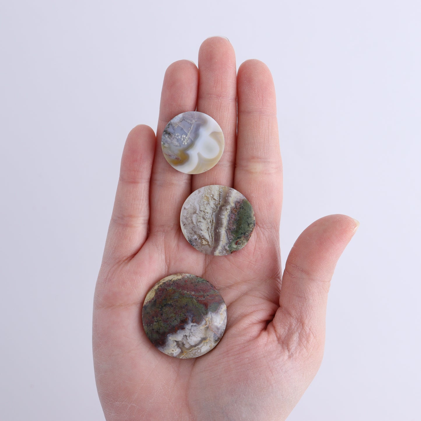 One Moss Agate Round Cab - Expert Wholesale and Supplier of Wholesale Crystals & Bulk Gemstones, ["Agate","Cabs","Moss Agate","Round"]