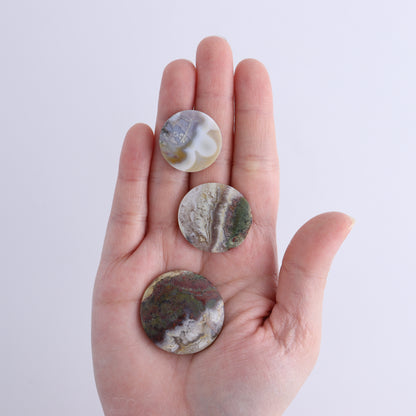 One Moss Agate Round Cab - Expert Wholesale and Supplier of Wholesale Crystals & Bulk Gemstones, ["Agate","Cabs","Moss Agate","Round"]