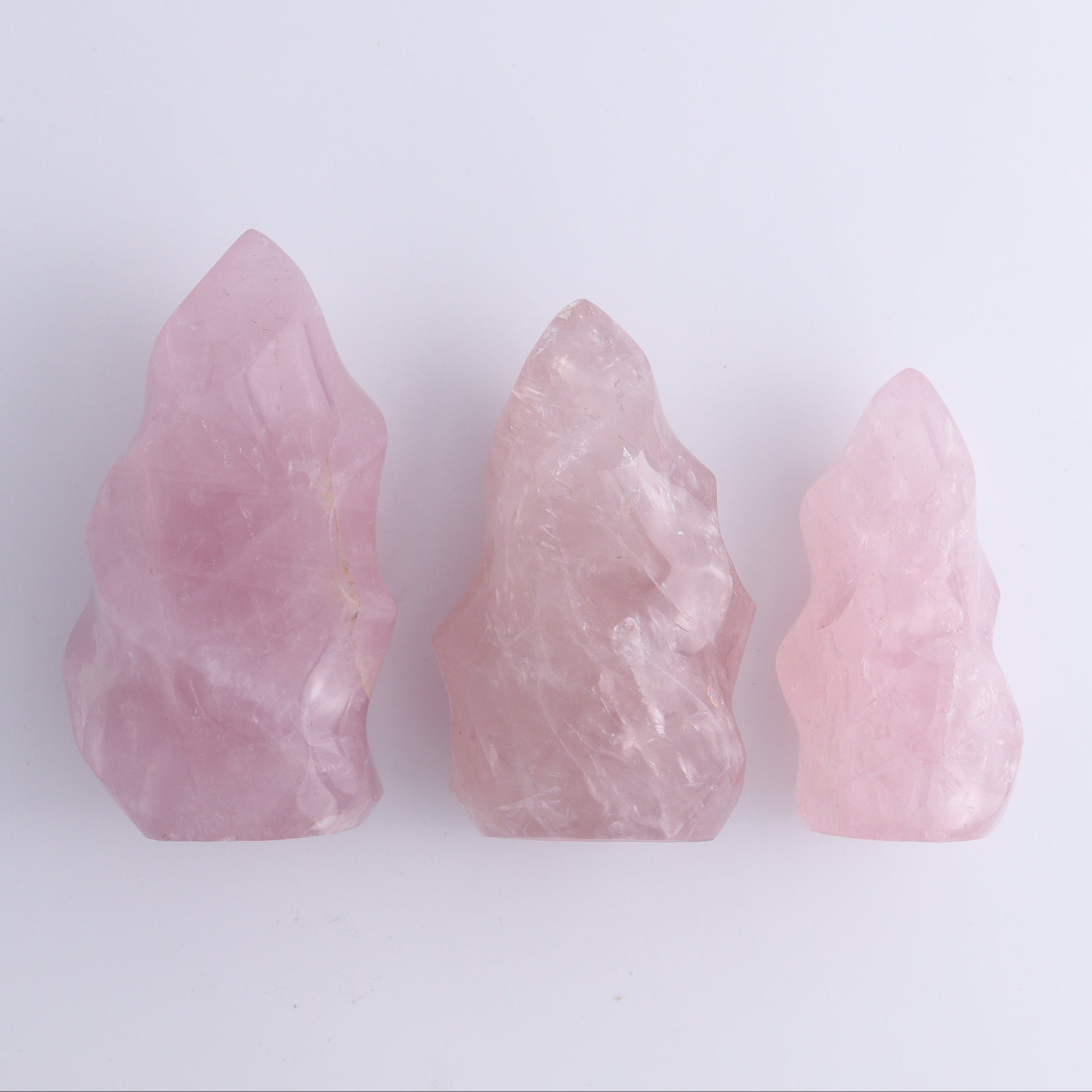 Rose Quartz Flames Set of 5 - Expert Wholesale and Supplier of Wholesale Crystals & Bulk Gemstones, ["flames","Madagascar","Quartz","Rose Quartz"]