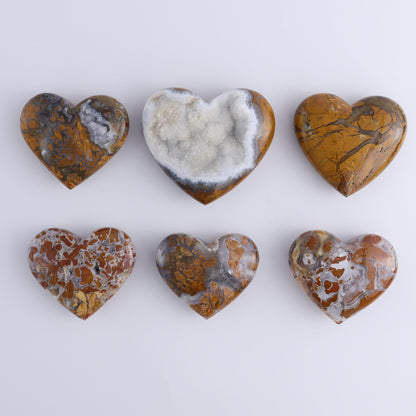 Brecciated Jasper Hearts Set of 6 - Expert Wholesale and Supplier of Wholesale Crystals & Bulk Gemstones, ["Brecciated Jasper","Hearts","Indonesia"]