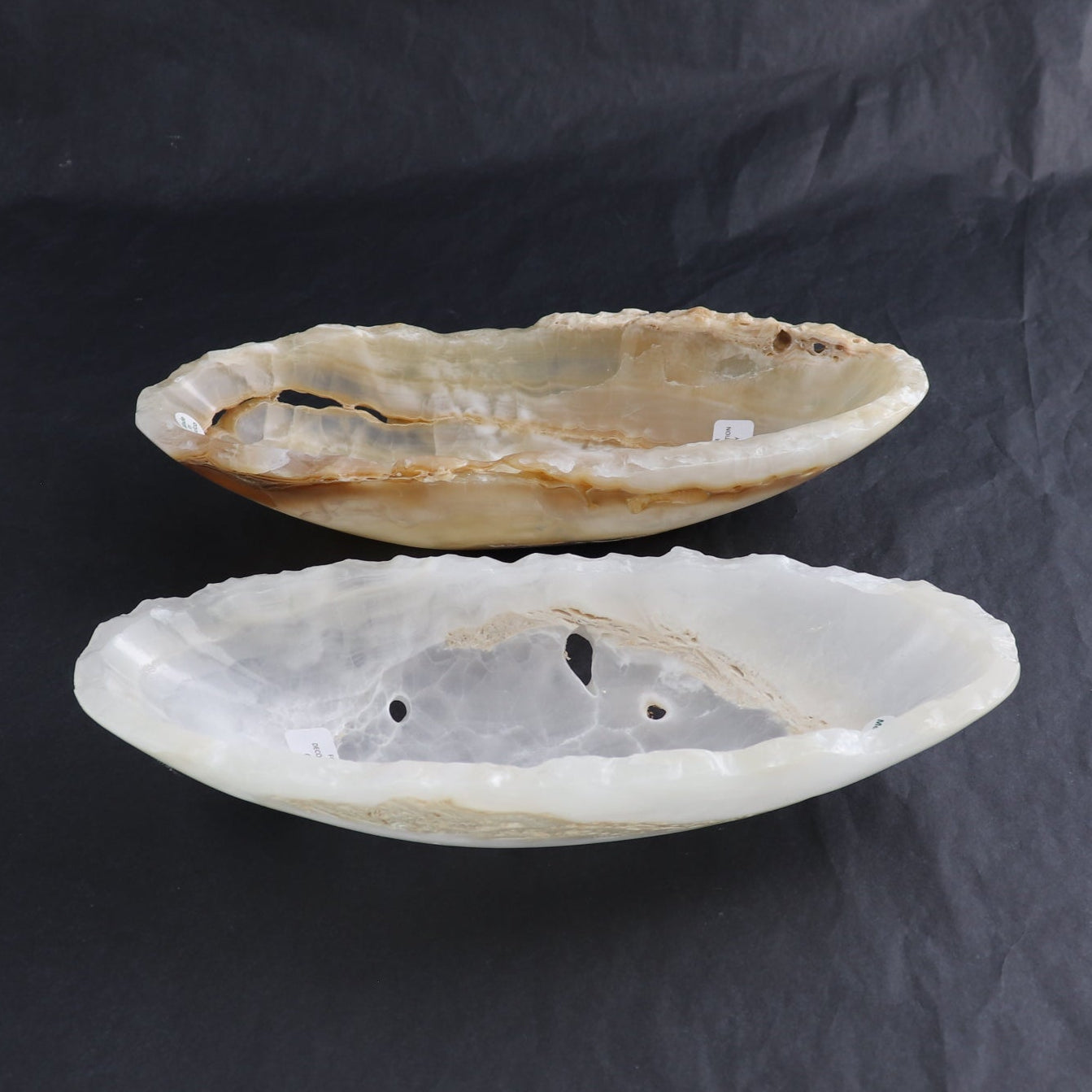 One Mexican Onyx/Calcite Porous Small Canoe Bowl