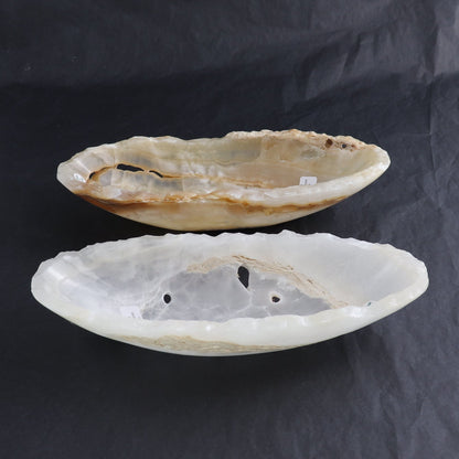 One Mexican Onyx/Calcite Porous Small Canoe Bowl