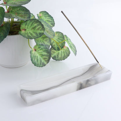 One Mexican Onyx/Calcite White & Grey Incense Holder