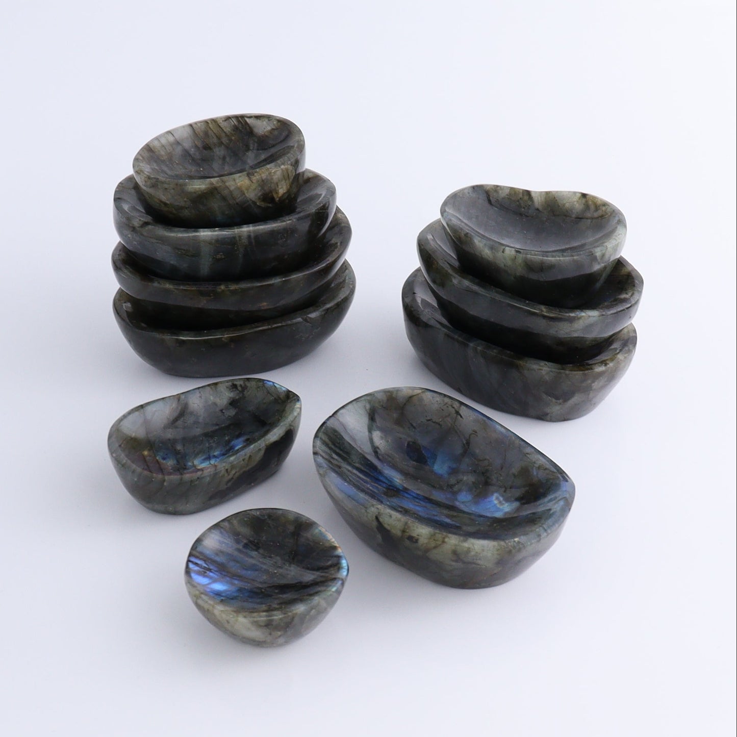 Labradorite Bowls Set of 10 - Expert Wholesale and Supplier of Wholesale Crystals & Bulk Gemstones, ["Bowls","Labradorite","Madagascar"]