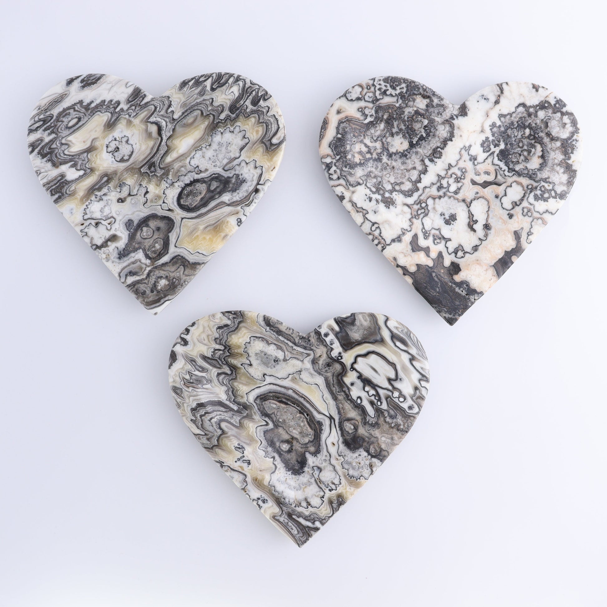 One Mexican Onyx/Calcite Zebra Heart Dish - Expert Wholesale and Supplier of Wholesale Crystals & Bulk Gemstones, ["Calcite","Catalog Onyx","Decorative Dish","heart","Hearts","Mexico","onyx"]