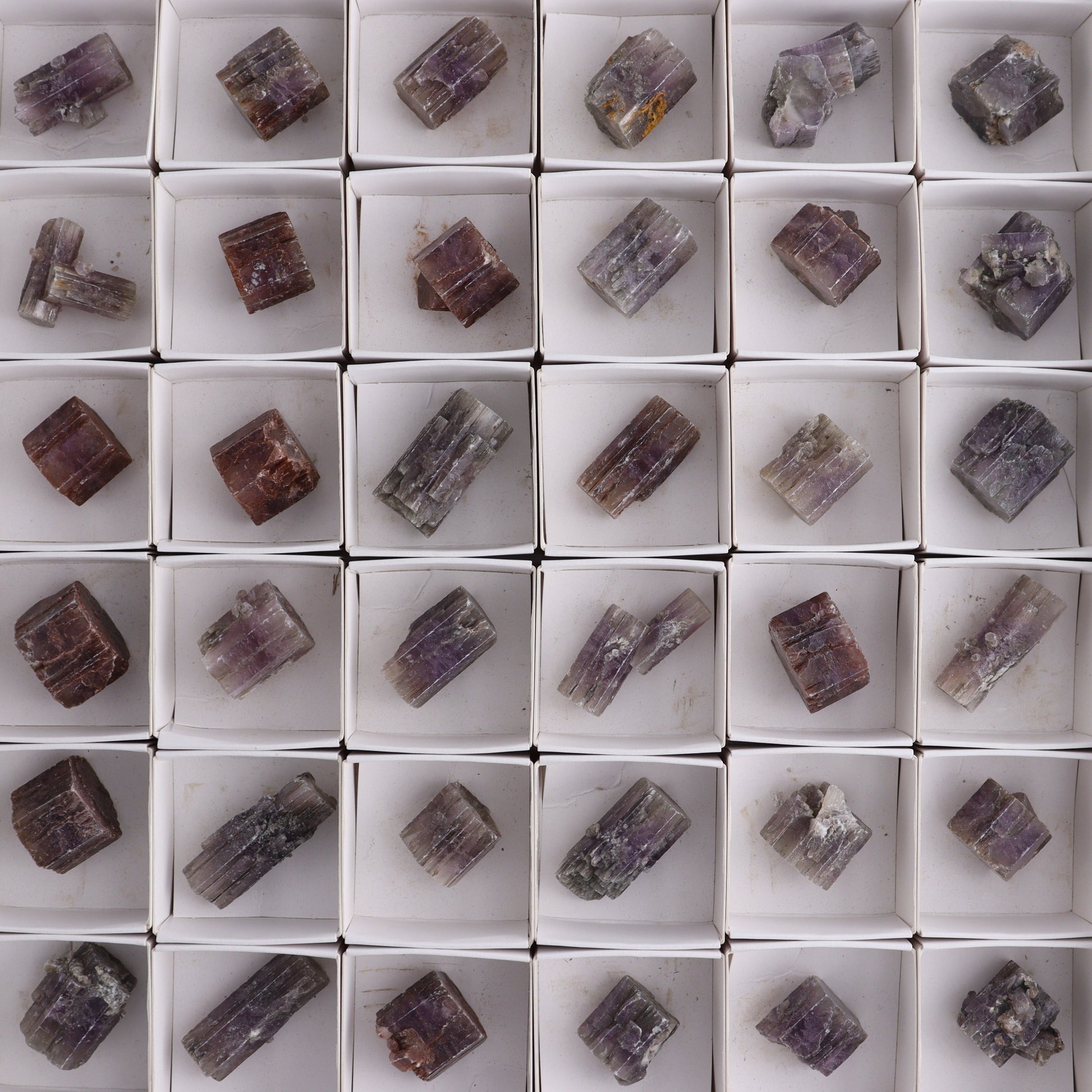 Purple Aragonite Set of 54 - Expert Wholesale and Supplier of Wholesale Crystals & Bulk Gemstones, ["aragonite","Purple Aragonite","Spain"]