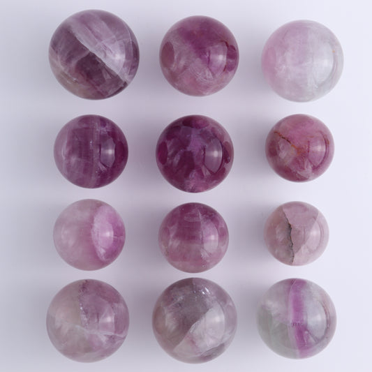 Fluorite Spheres Set of 12 - Expert Wholesale and Supplier of Wholesale Crystals & Bulk Gemstones, ["Fluorite","Mexico","Spheres"]