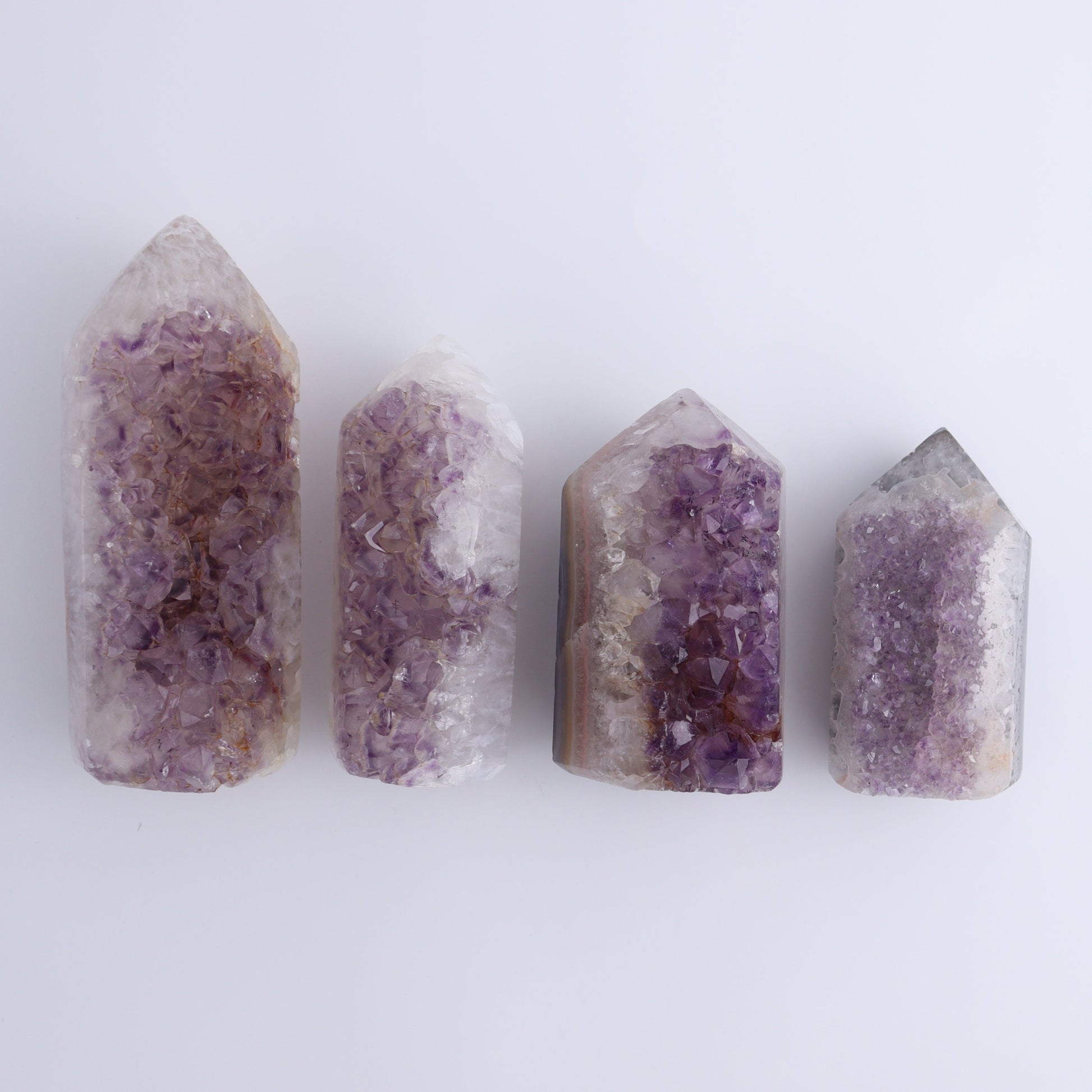 Uruguay Amethyst Towers Set of 4 - Expert Wholesale and Supplier of Wholesale Crystals & Bulk Gemstones, ["Amethyst","Towers","Uruguay"]