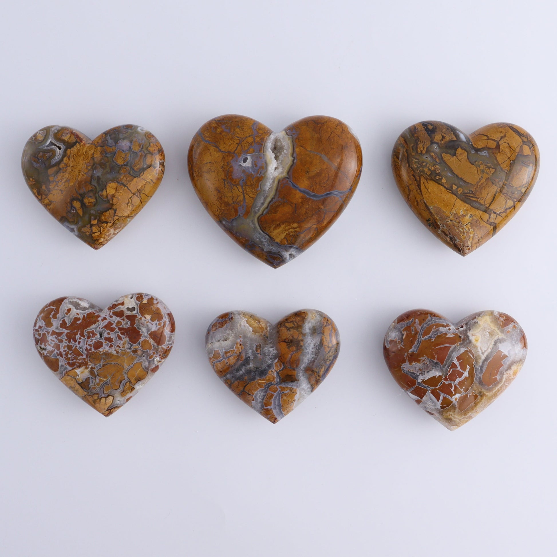 Brecciated Jasper Hearts Set of 6 - Expert Wholesale and Supplier of Wholesale Crystals & Bulk Gemstones, ["Brecciated Jasper","Hearts","Indonesia"]