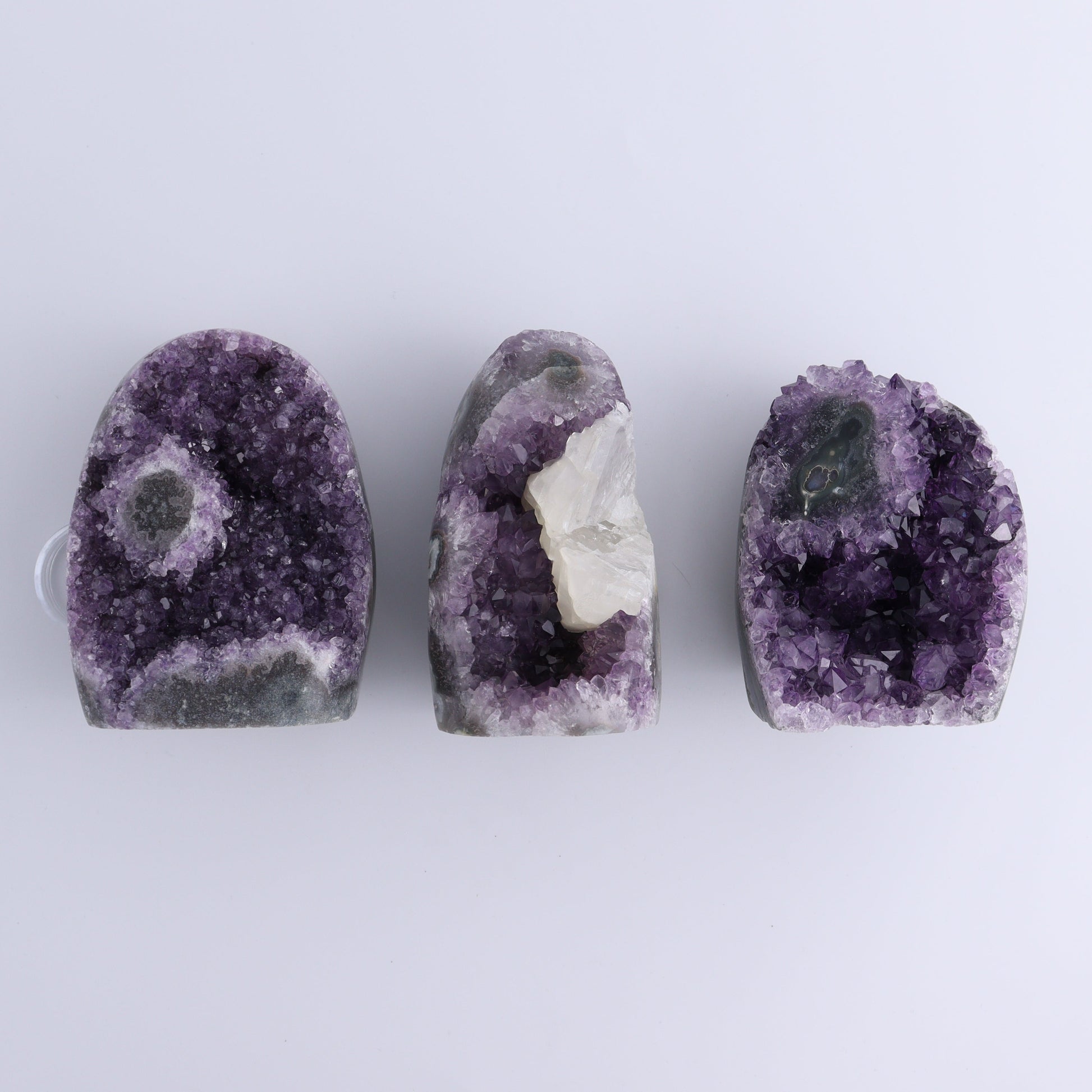 Uruguay Amethyst Cut Base Set of 3 - Expert Wholesale and Supplier of Wholesale Crystals & Bulk Gemstones, ["Amethyst","Cut Base","Uruguay"]