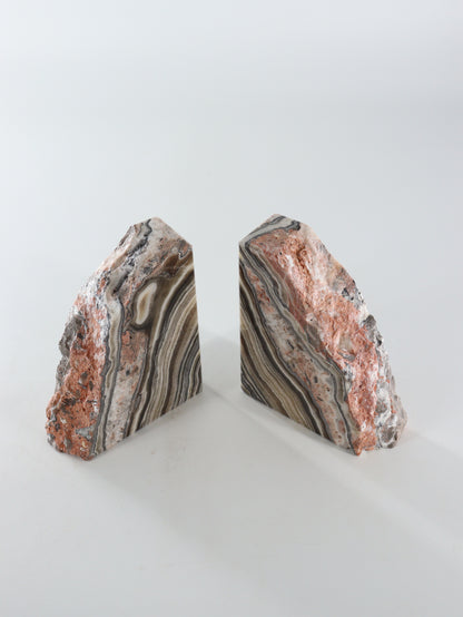 Dark Zebra with Pink Onyx Bookends