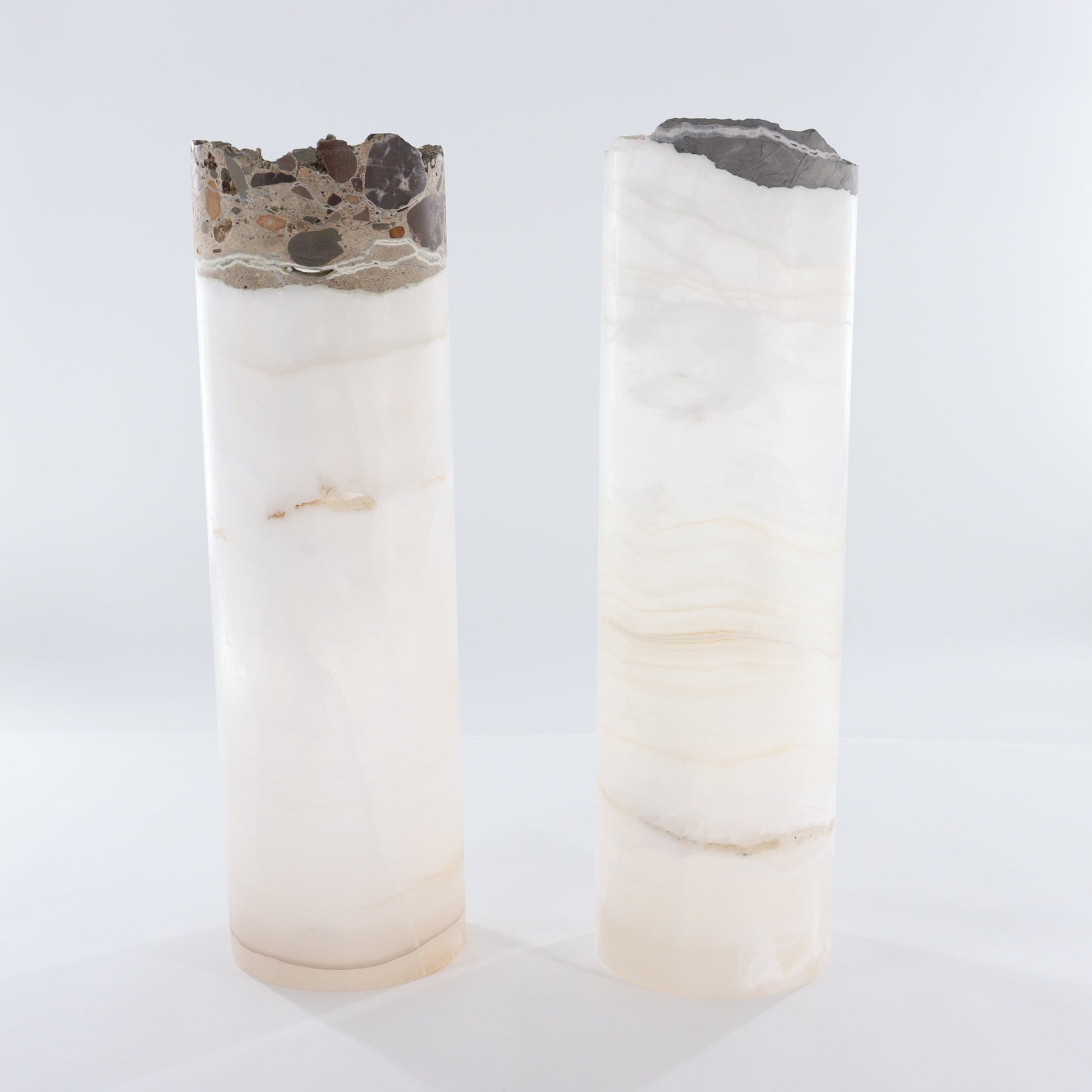 One Wide White Onyx with Stone Edge Lamp Blind - Expert Wholesale and Supplier of Wholesale Crystals & Bulk Gemstones, ["Lamps","Mexico","onyx"]