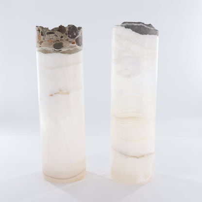 One Wide White Onyx with Stone Edge Lamp Blind - Expert Wholesale and Supplier of Wholesale Crystals & Bulk Gemstones, ["Lamps","Mexico","onyx"]