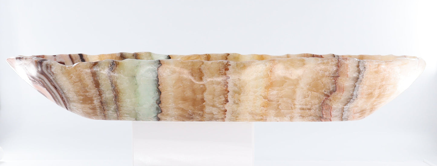 Mexican Onyx/Calcite Canoe Bowl - Expert Wholesale and Supplier of Wholesale Crystals & Bulk Gemstones, ["Bowls","Calcite","canoe","Mexico","onyx"]