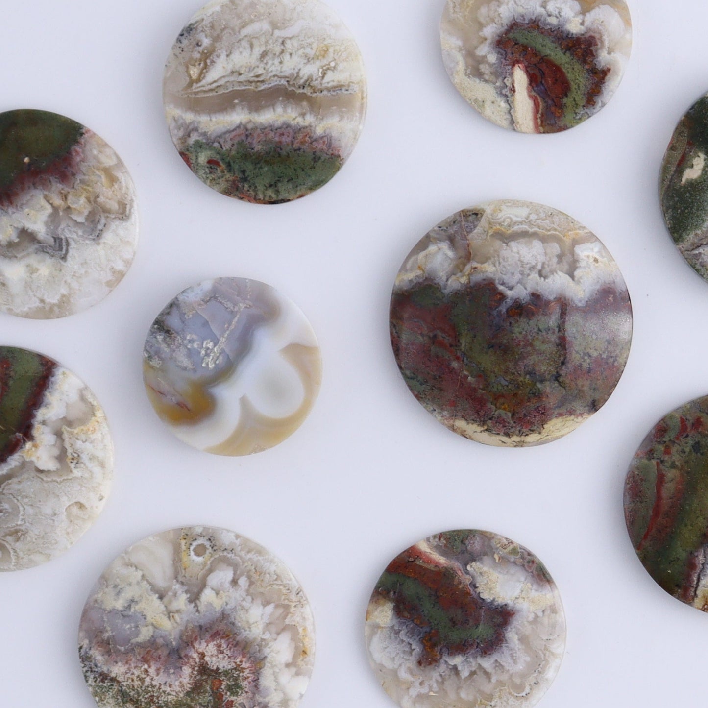 One Moss Agate Round Cab - Expert Wholesale and Supplier of Wholesale Crystals & Bulk Gemstones, ["Agate","Cabs","Moss Agate","Round"]