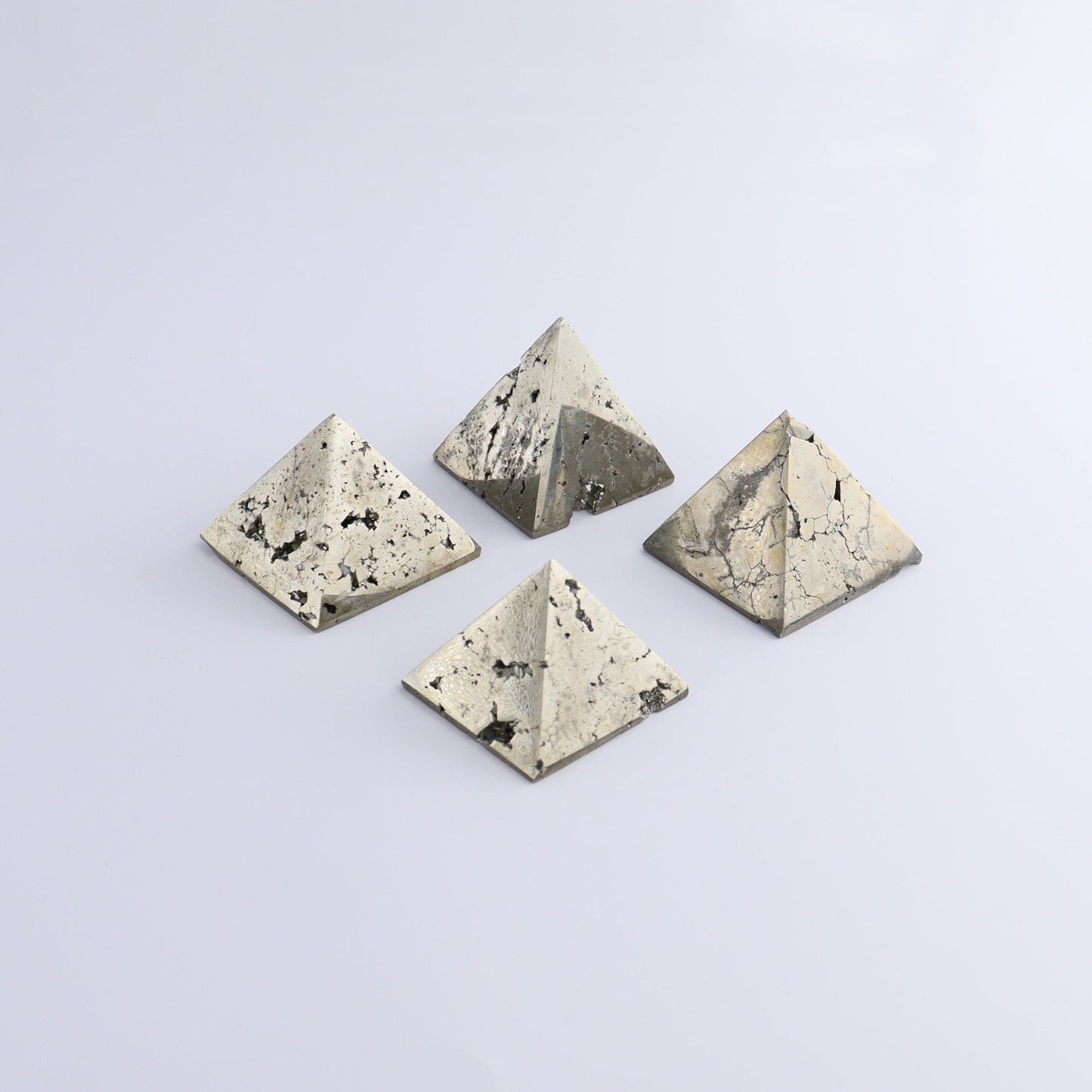 Pyrite Pyramids Set of 4 - Expert Wholesale and Supplier of Wholesale Crystals & Bulk Gemstones, ["Pyramids","Pyrite"]
