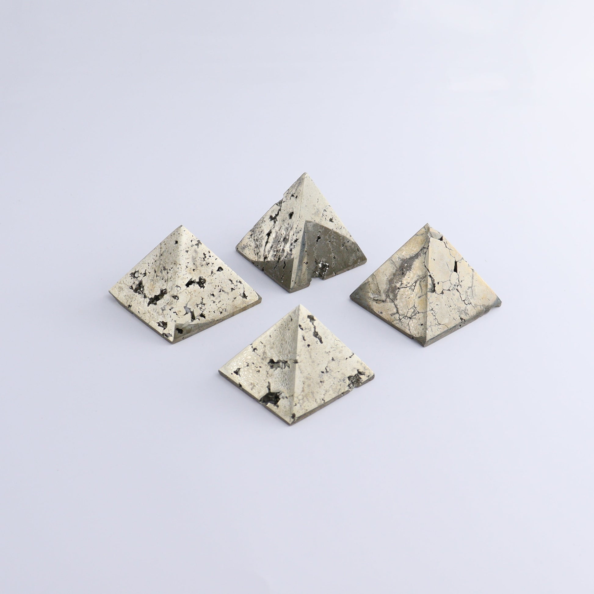 Pyrite Pyramids Set of 4 - Expert Wholesale and Supplier of Wholesale Crystals & Bulk Gemstones, ["Pyramids","Pyrite"]