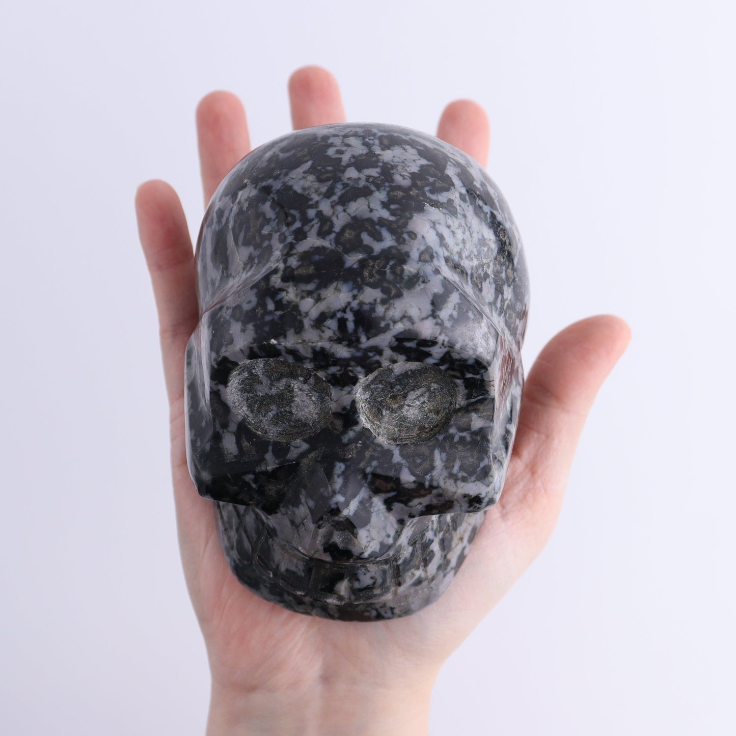 Indigo Gabbro Skulls Set of 2 - Expert Wholesale and Supplier of Wholesale Crystals & Bulk Gemstones, ["Indigo Gabbro","Madagascar","Skulls"]