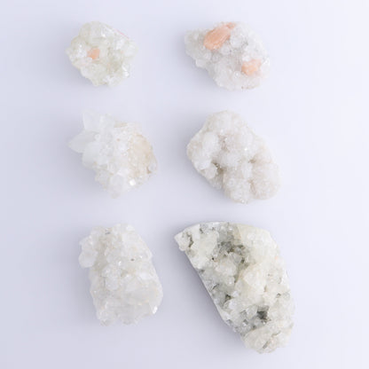 Apophyllite Clusters Set of 6 - Expert Wholesale and Supplier of Wholesale Crystals & Bulk Gemstones, ["Apophyllite","Clusters","Flats"]