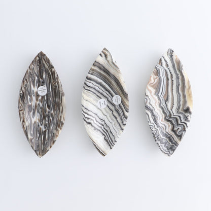 One Mexican Onyx/Calcite Black & White Zebra Leaf Dish