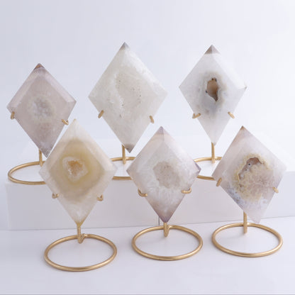 Agate Diamond Carving with Stands Set of 6 - Expert Wholesale and Supplier of Wholesale Crystals & Bulk Gemstones, ["Agate","Diamond"]