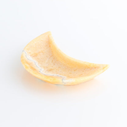 One Mexican Onyx/Calcite Orange Moon Dish