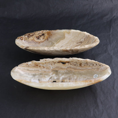 One Mexican Onyx/Calcite Porous Small Canoe Bowl