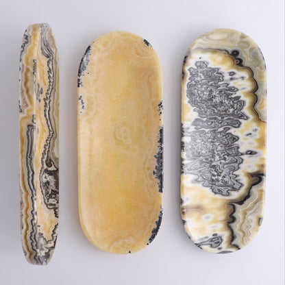 One Zebra Yellow/Orange Onyx Oval Dish - Expert Wholesale and Supplier of Wholesale Crystals & Bulk Gemstones, ["Catalog Onyx","Decorative Dish","Mexico","onyx","Oval Dish"]