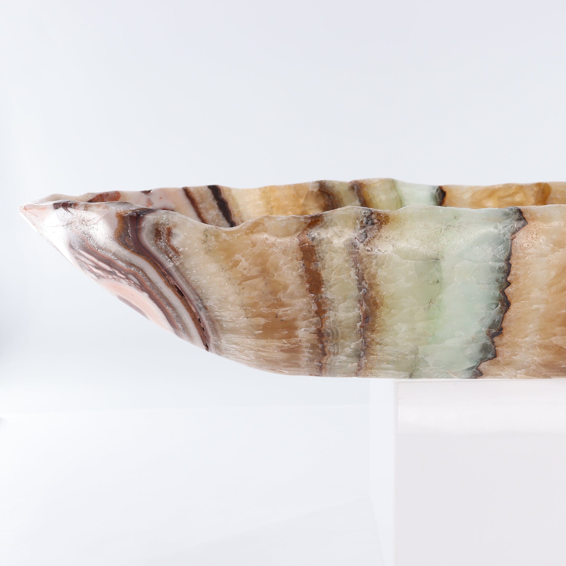 Mexican Onyx/Calcite Canoe Bowl - Expert Wholesale and Supplier of Wholesale Crystals & Bulk Gemstones, ["Bowls","Calcite","canoe","Mexico","onyx"]