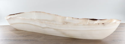 Mexican Onyx/Calcite Canoe Bowl 35"