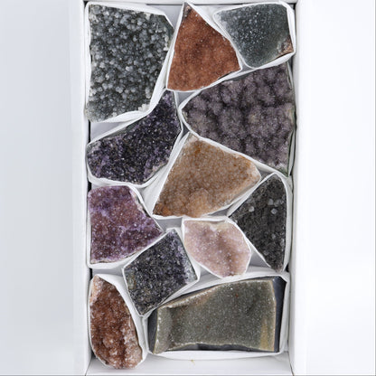Uruguay Rainbow Amethyst Clusters Flat of 12