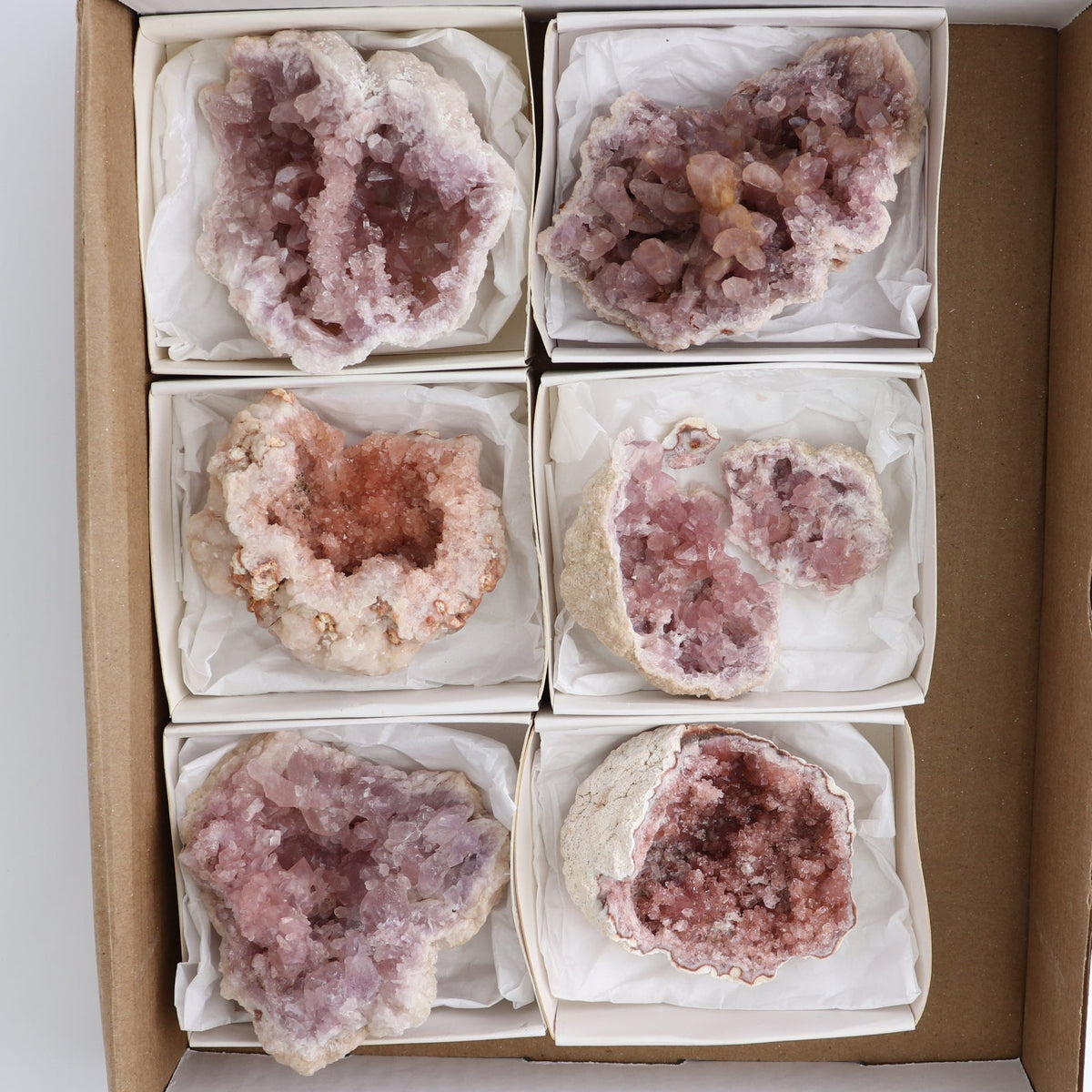 Pink Amethyst Geodes Set of 7